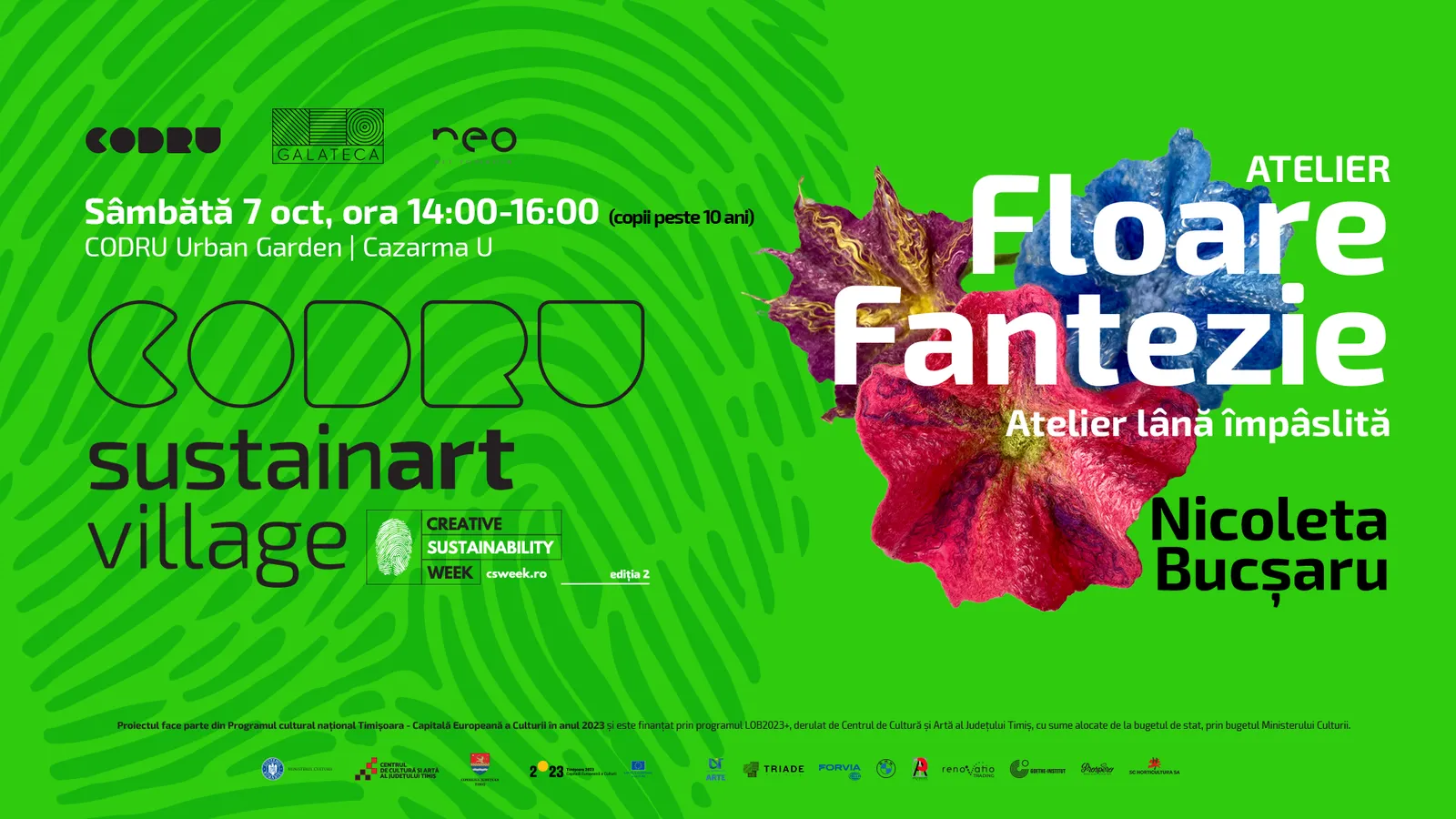 Floare fantezie - Atelier de lână împâslită | CODRU Sustainart Village