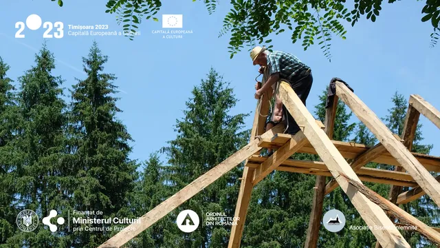 Urban Installation with the Roof Framing of the Wooden Church from Povergina